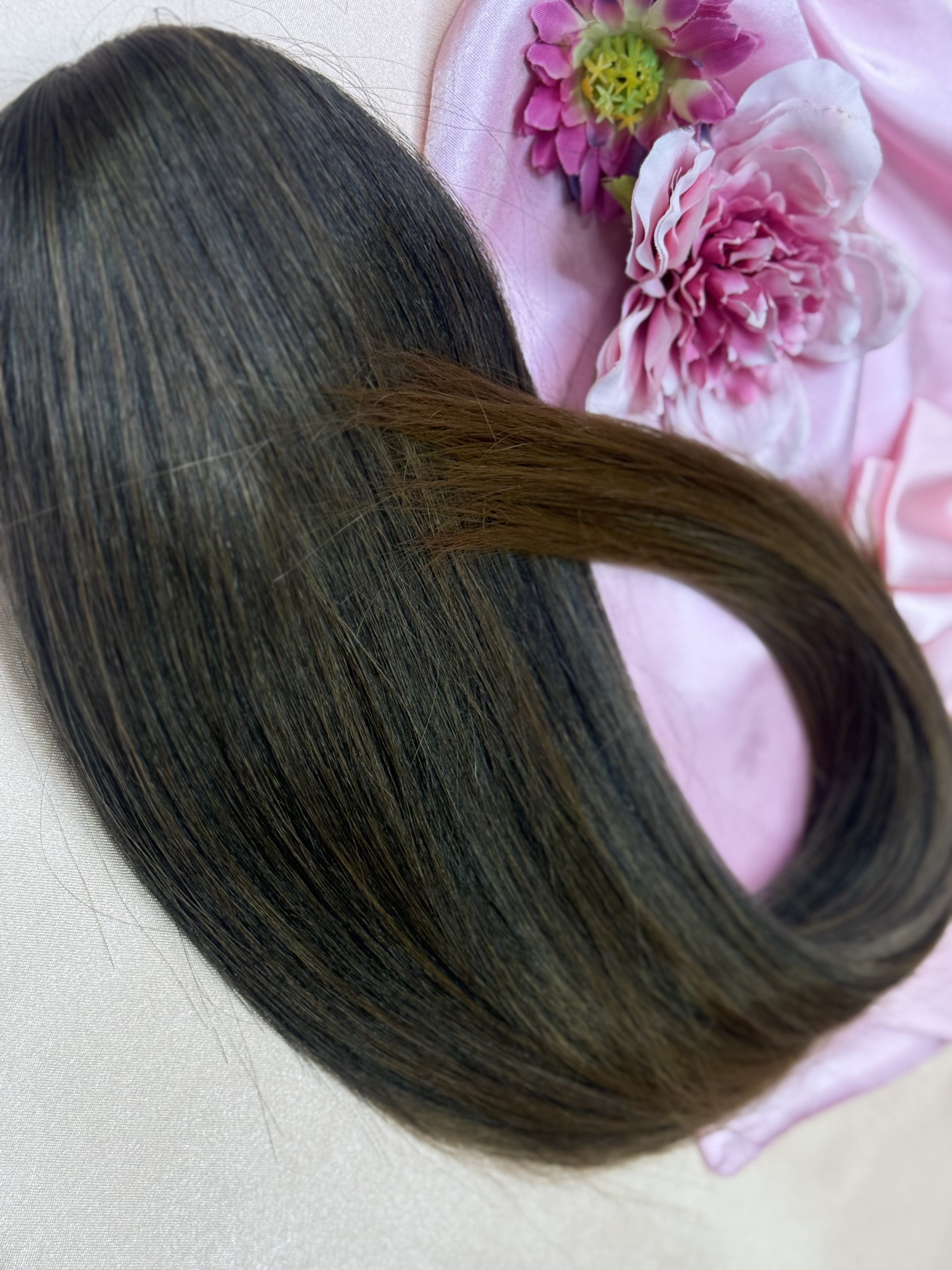 Kucyk Prosty Krótki Ciemny brąz Ombre