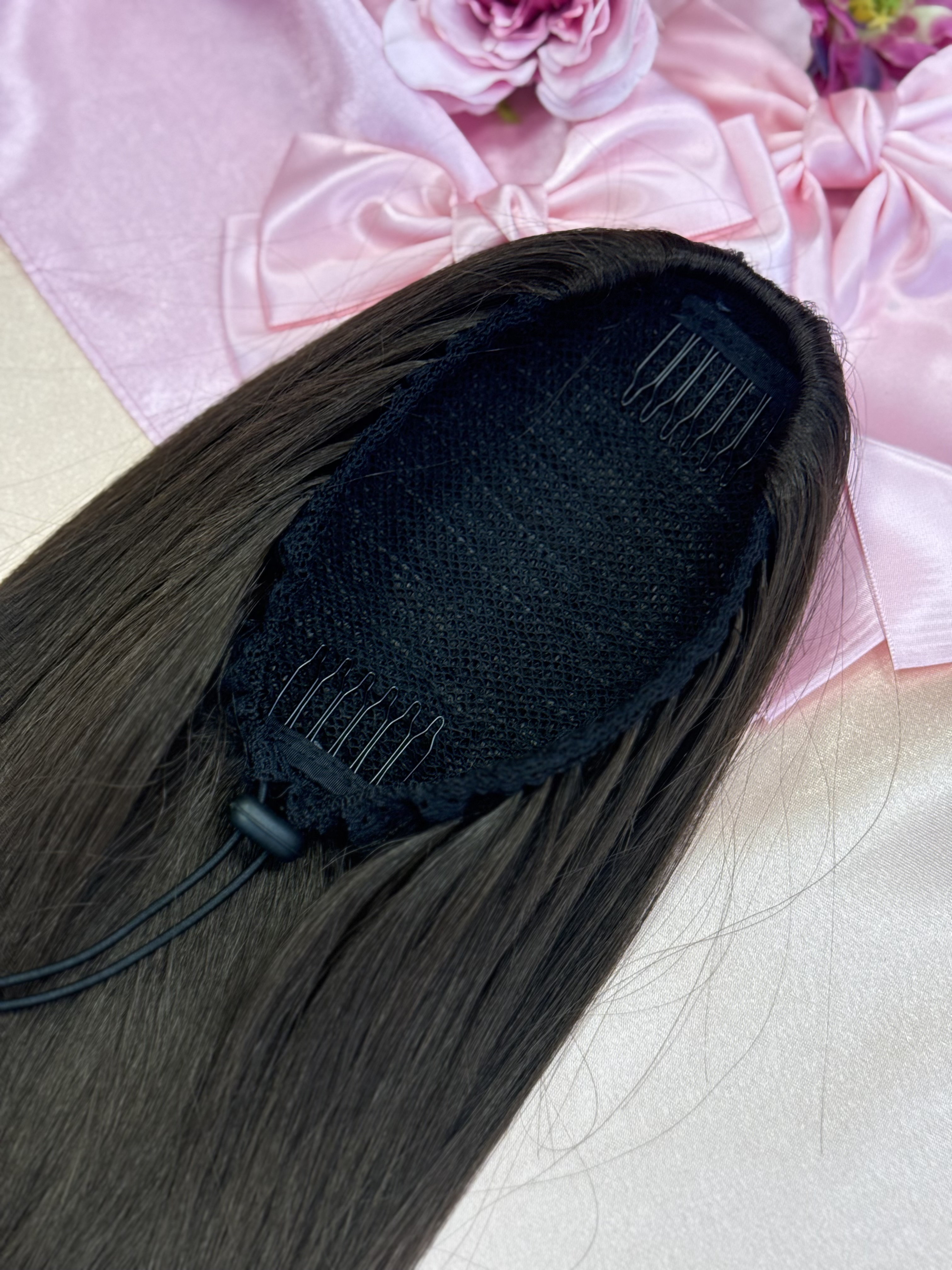 Kucyk Prosty Długi Ciemny Czekoladowy Brąz