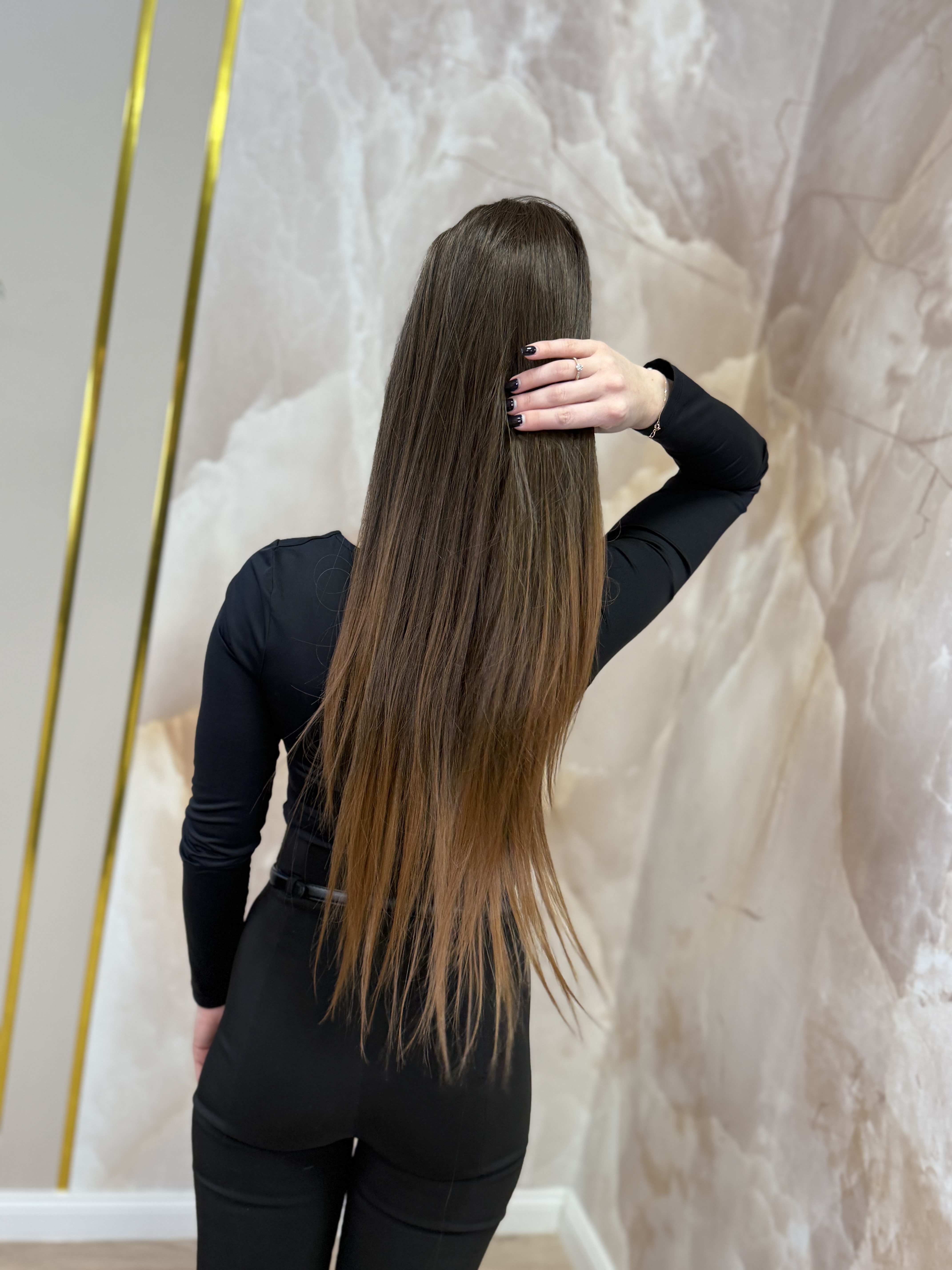 Kucyk Prosty Ciemny brąz ombre długi