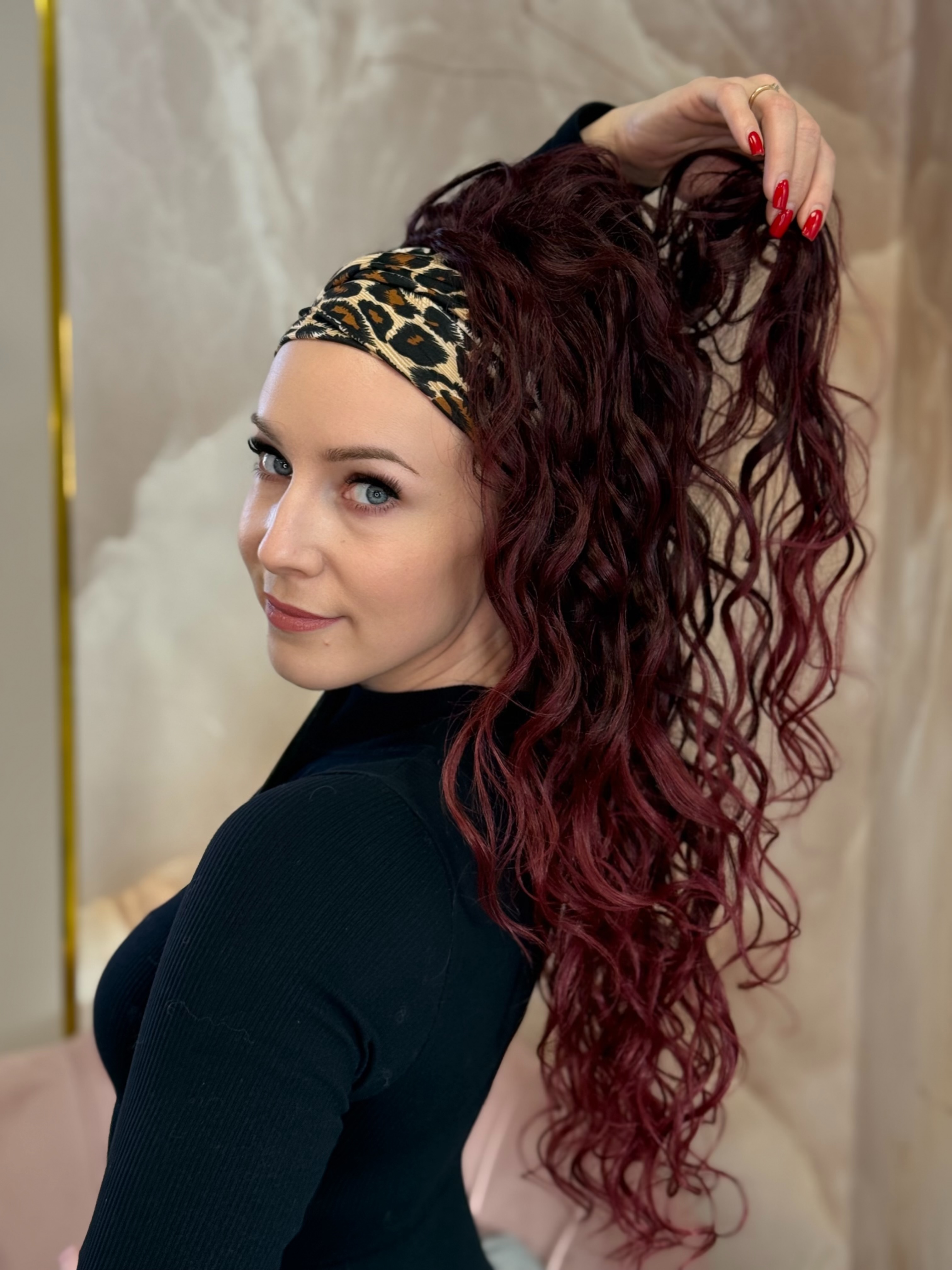 Kucyk Ocean Wave Długi Bordo