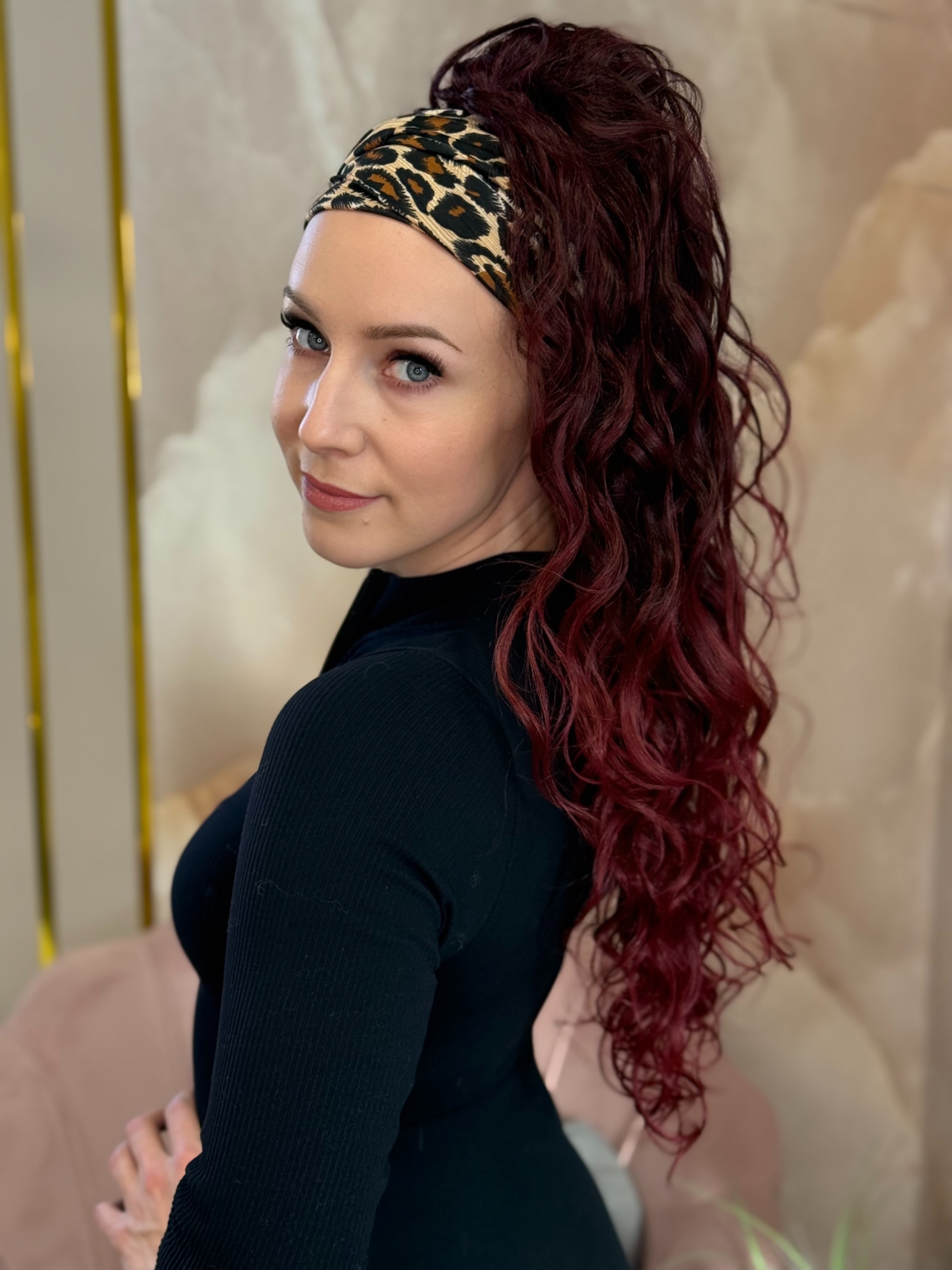 Kucyk Ocean Wave Długi Bordo