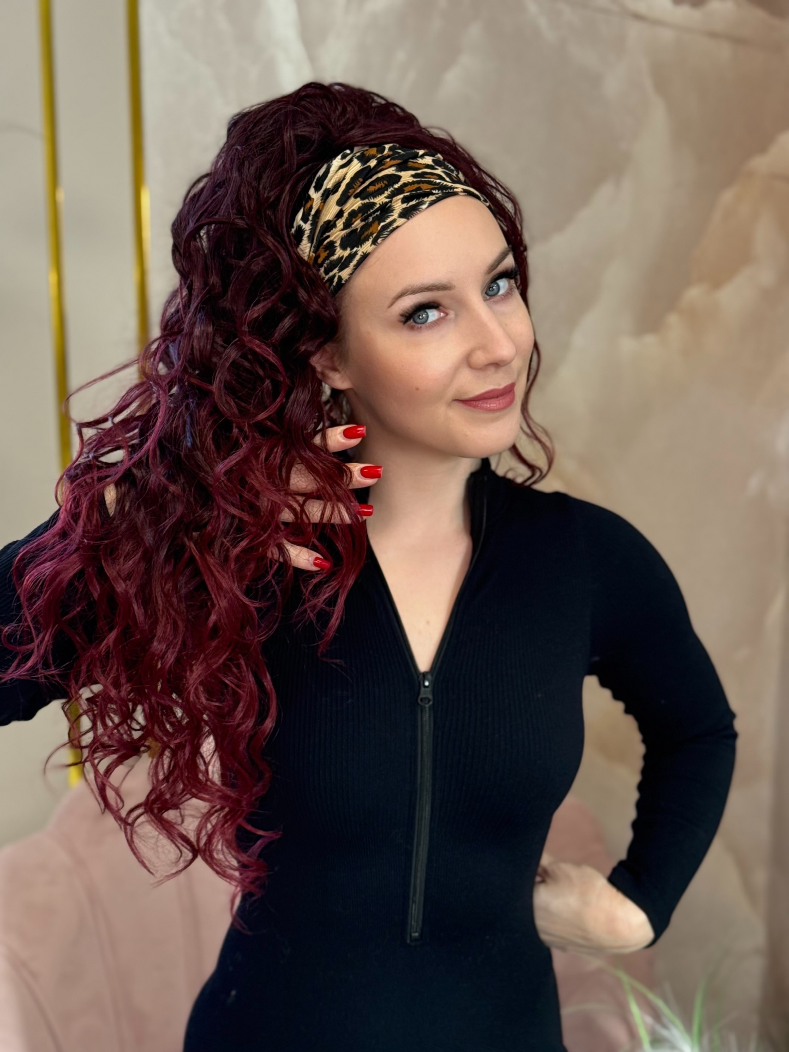 Kucyk Ocean Wave Długi Bordo