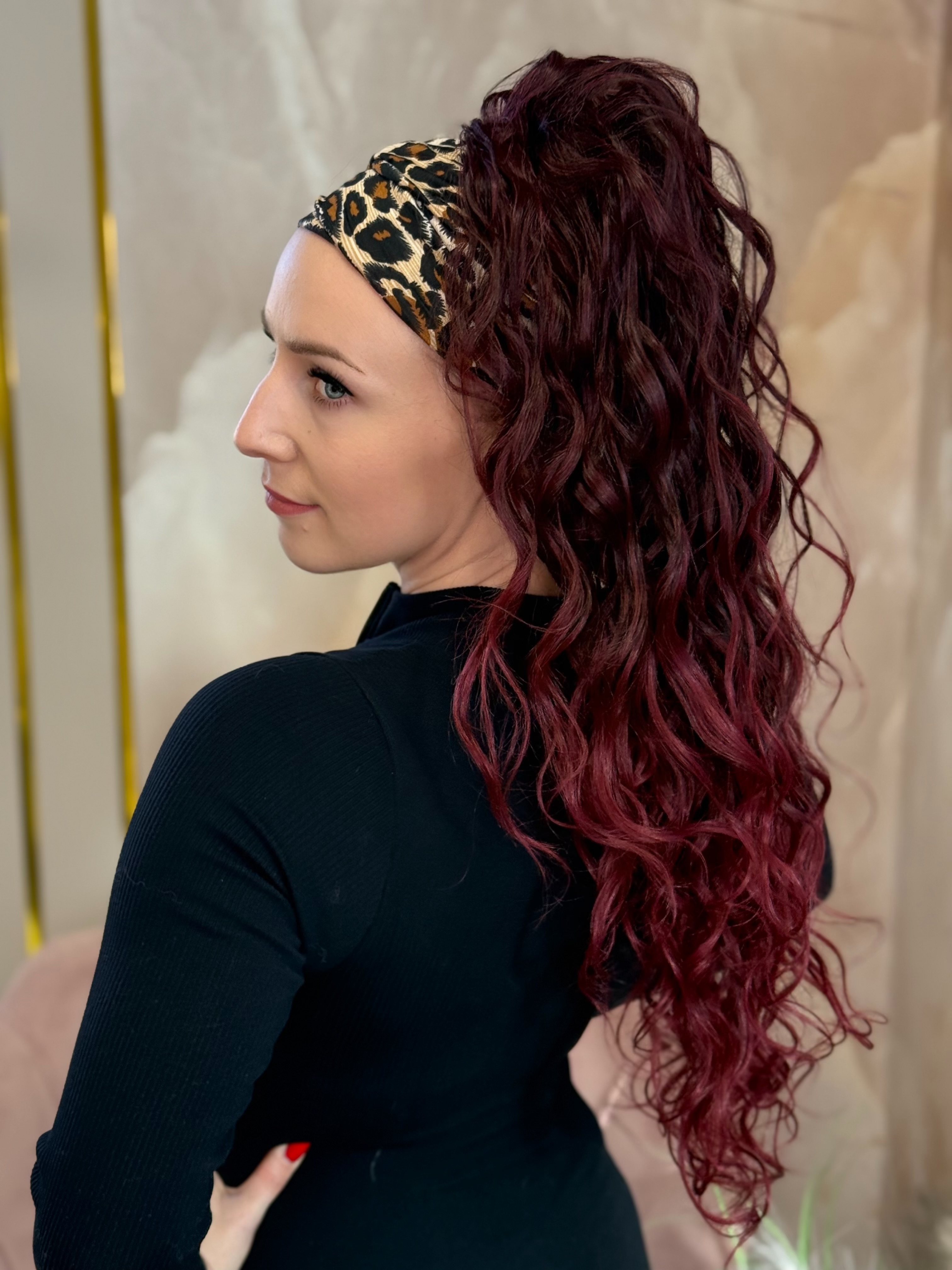 Kucyk Ocean Wave Długi Bordo