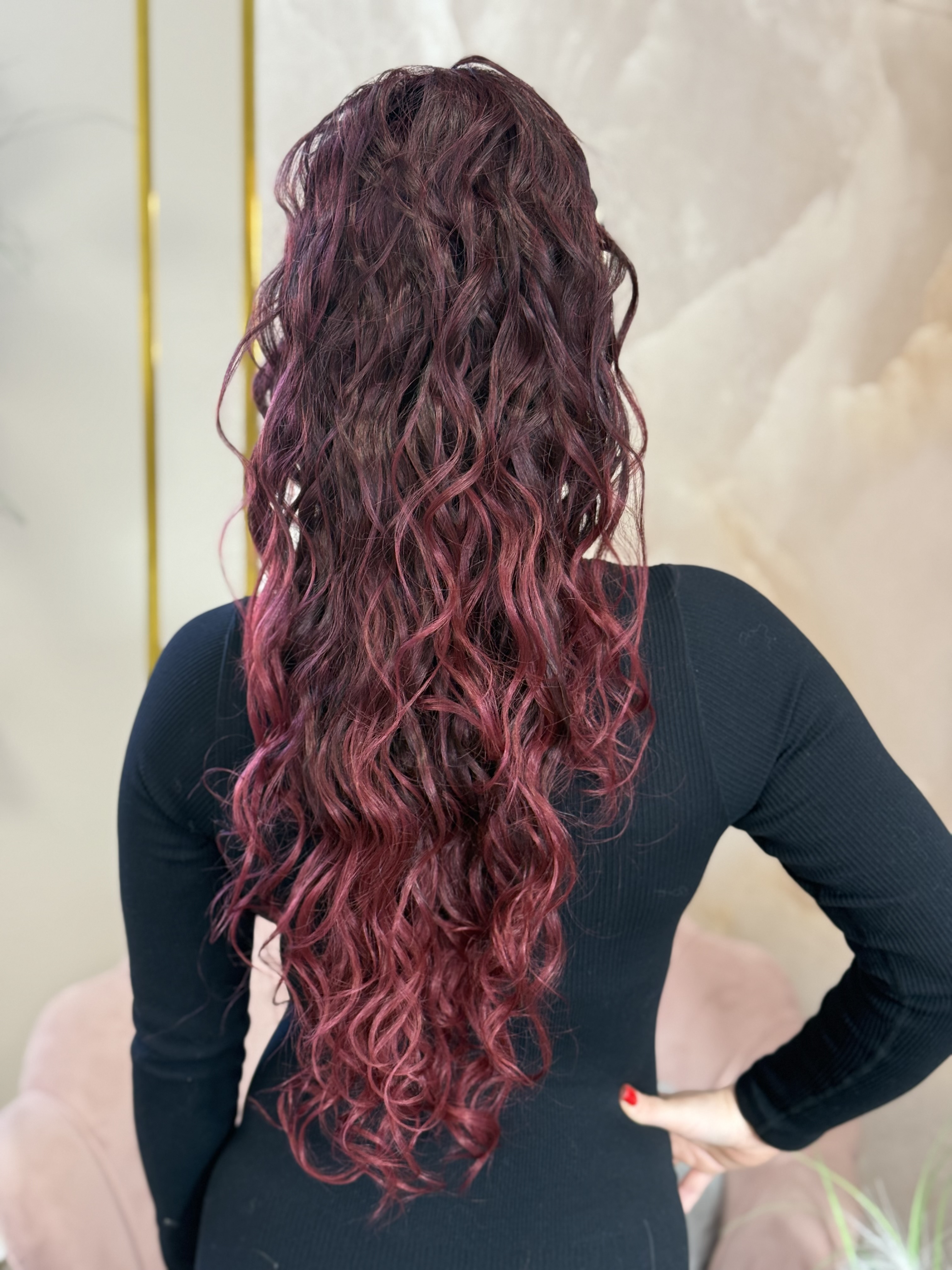 Kucyk Ocean Wave Długi Bordo