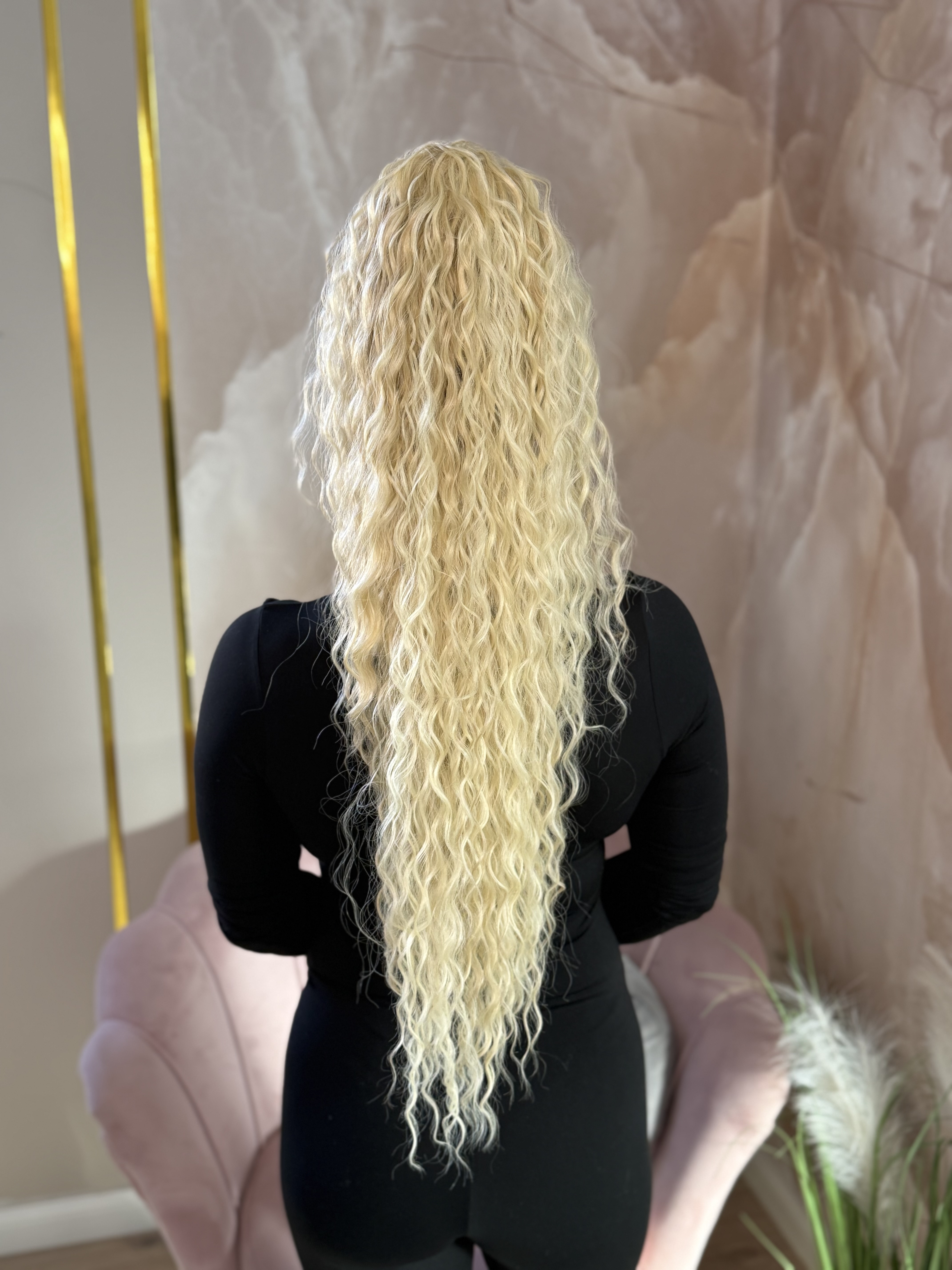 Kucyk Water Wave Długi Słoneczny Blond