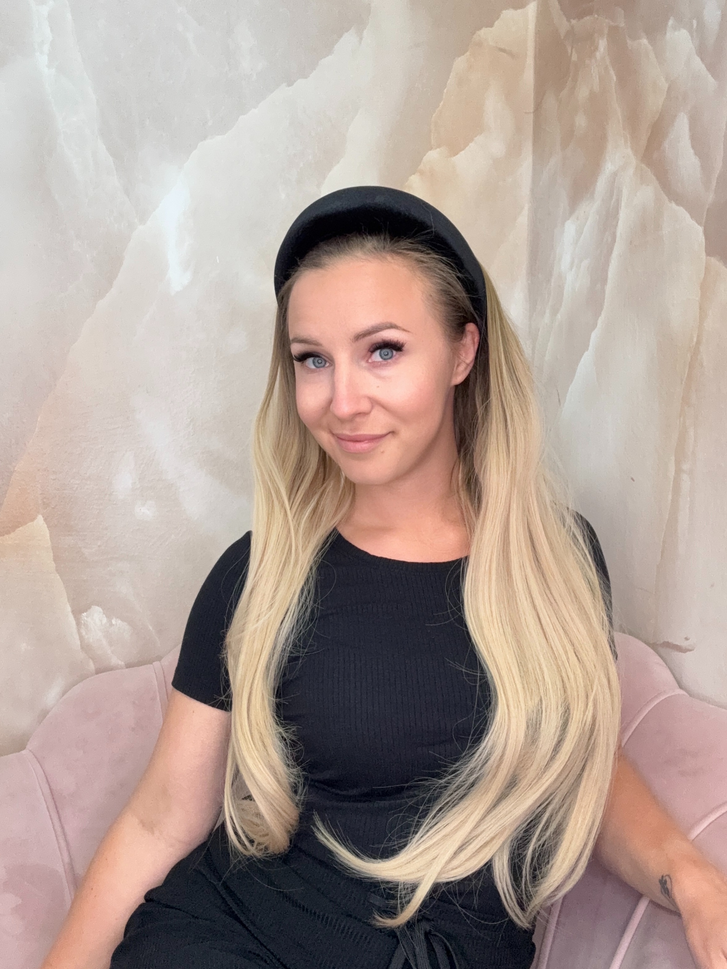 Peruka Prosta na opasce Jasny blond Ombre