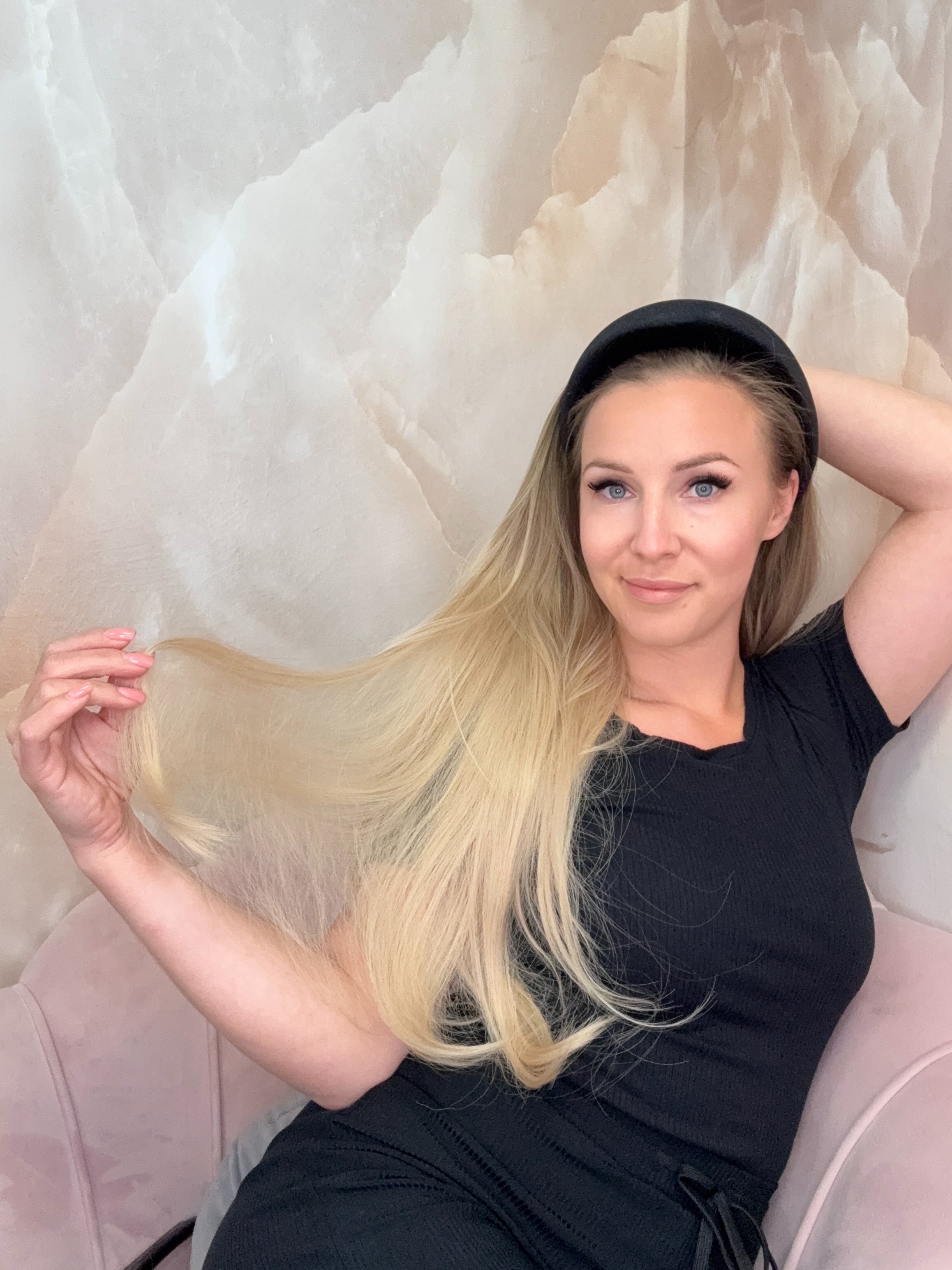 Peruka Prosta na opasce Jasny blond Ombre