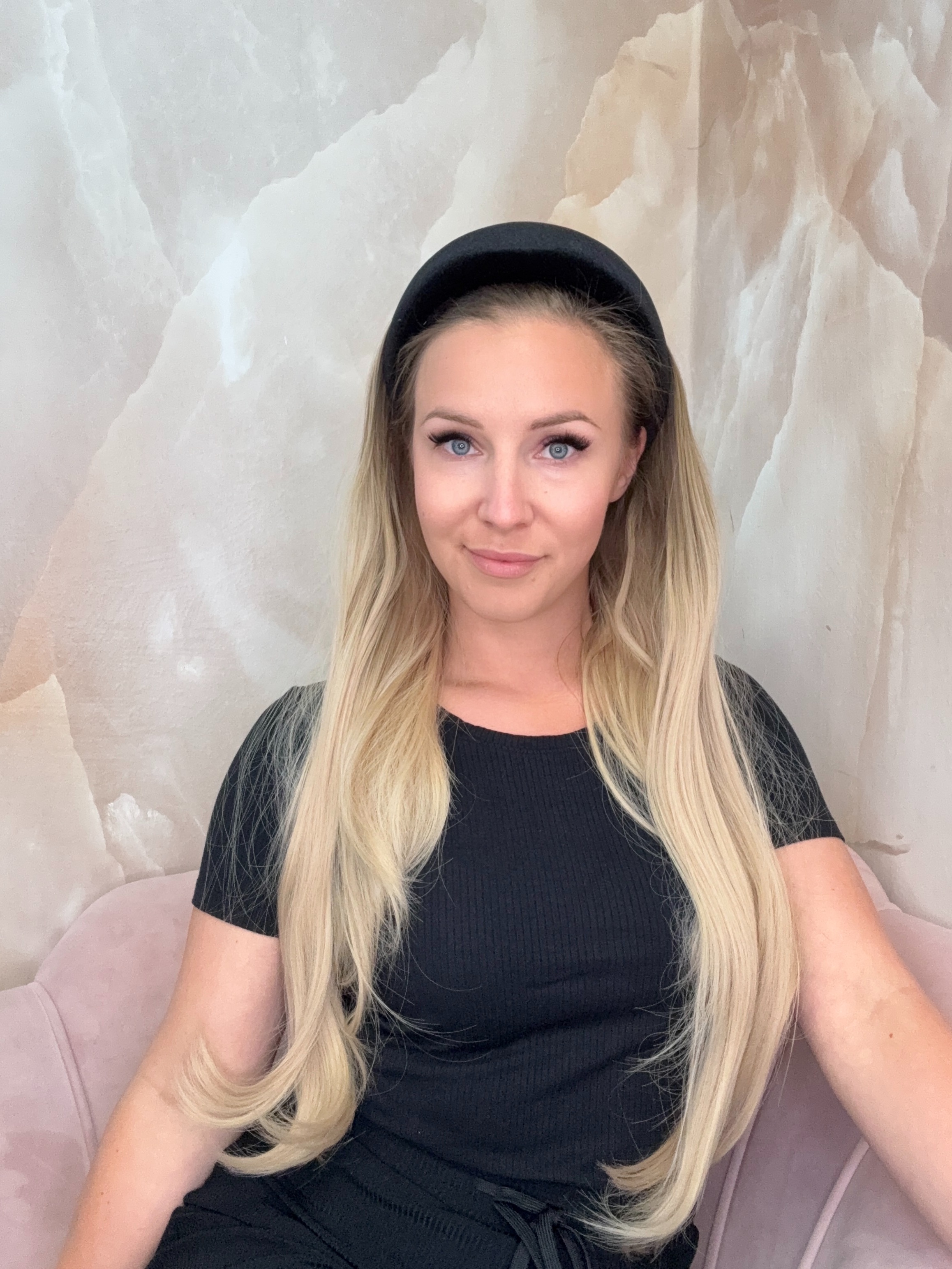 Peruka Prosta na opasce Jasny blond Ombre