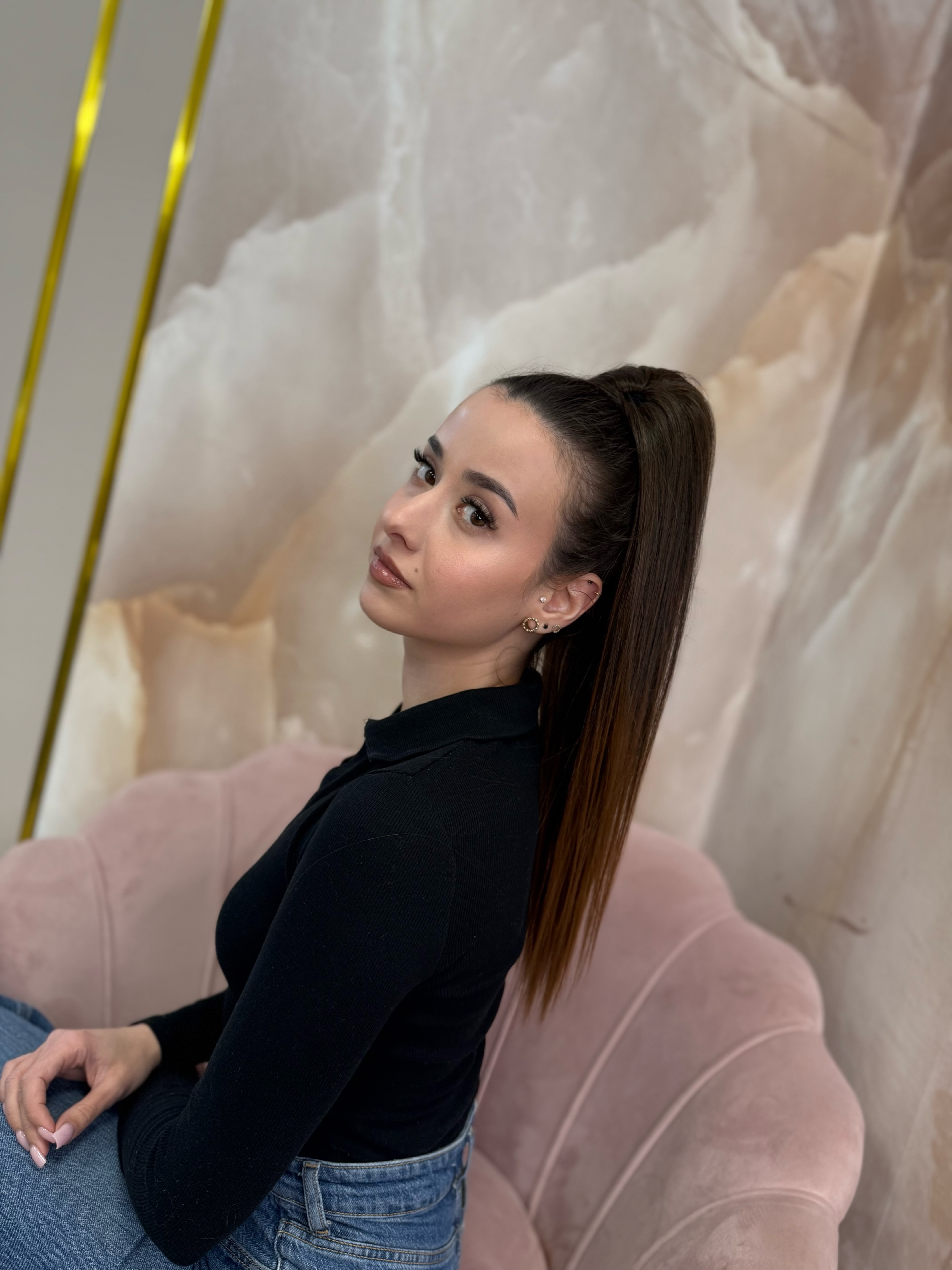 Kucyk Prosty Krótki Ciemny brąz Ombre