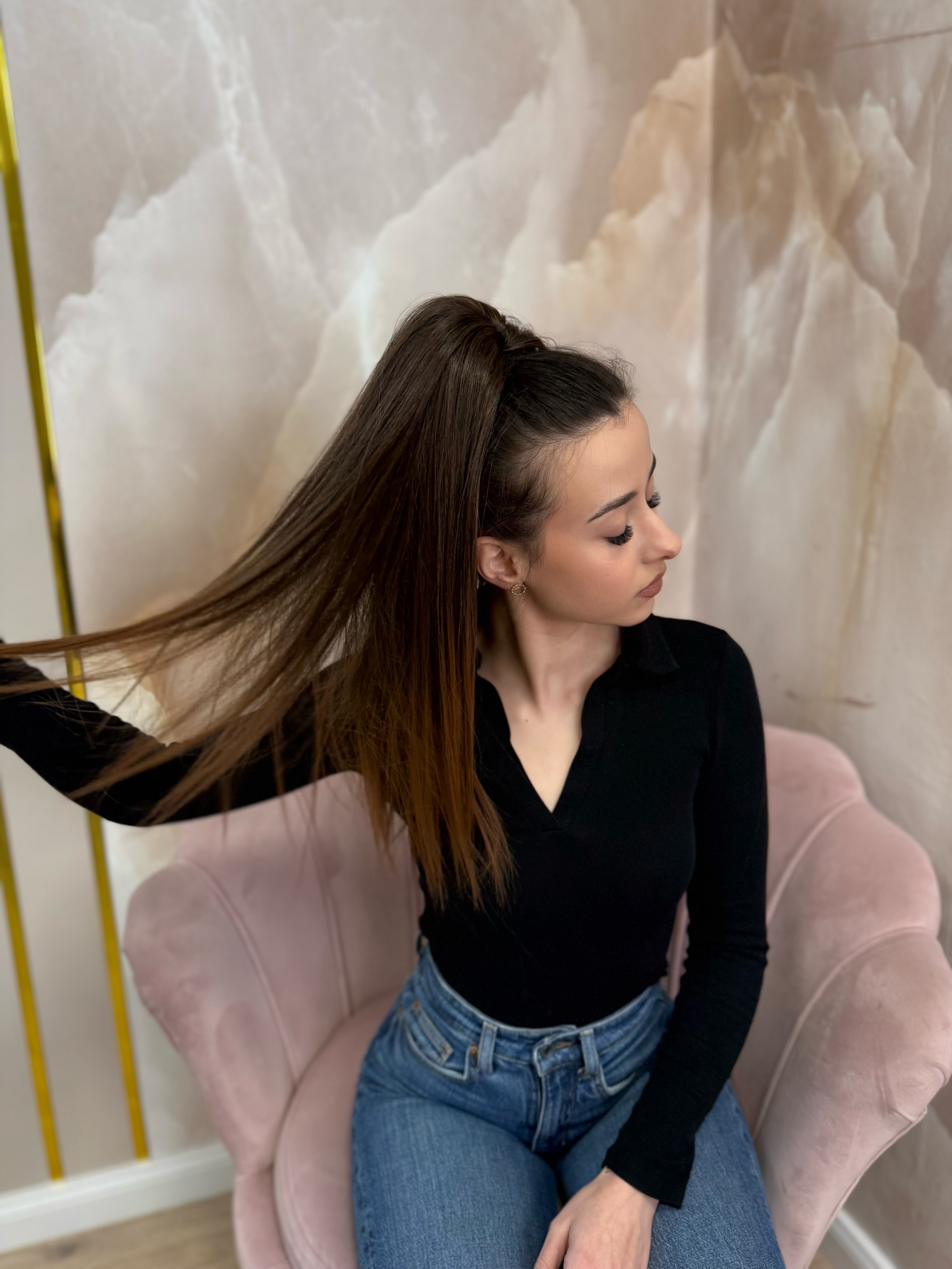 Kucyk Prosty Krótki Ciemny brąz Ombre