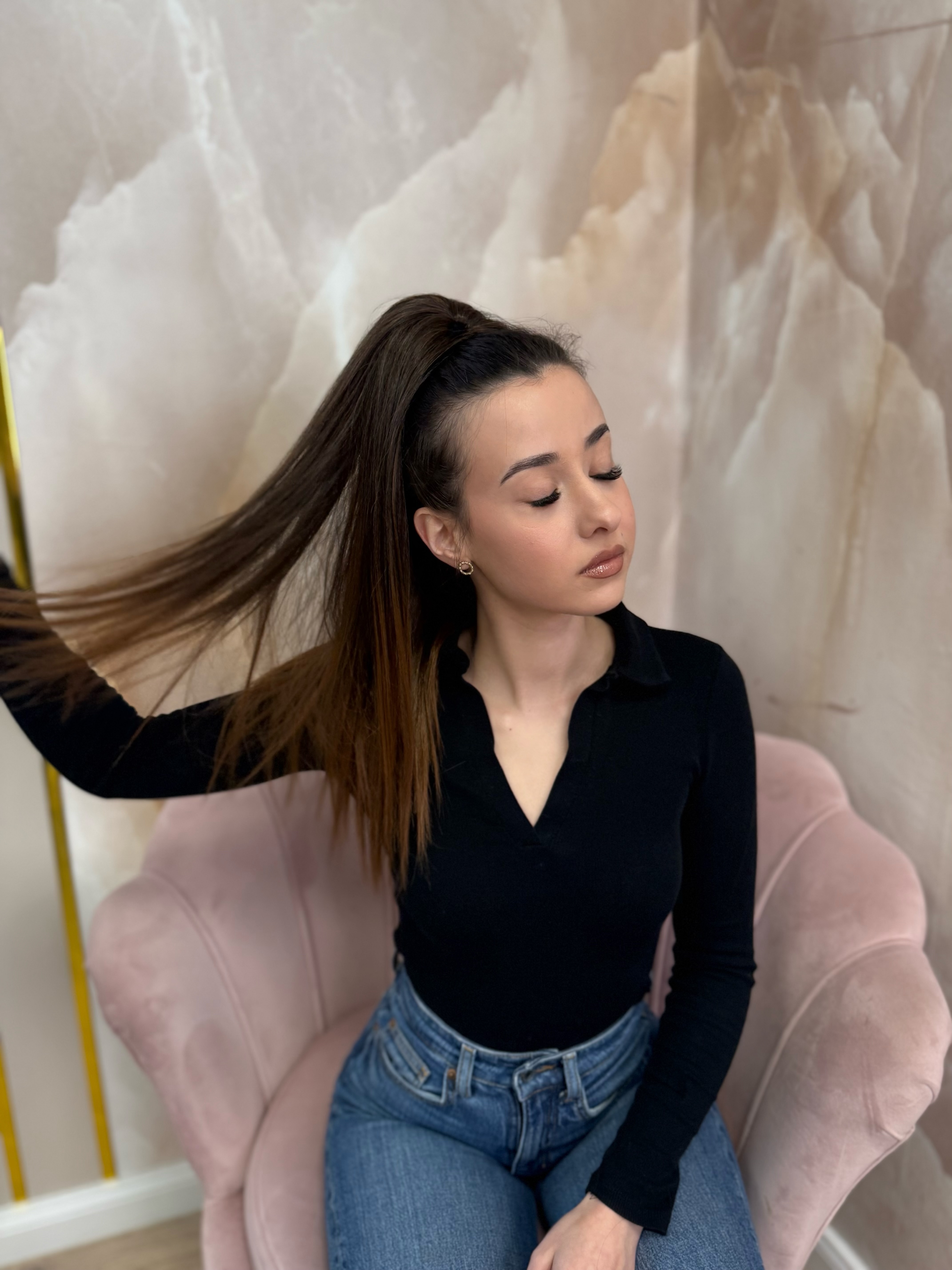 Kucyk Prosty Krótki Ciemny brąz Ombre