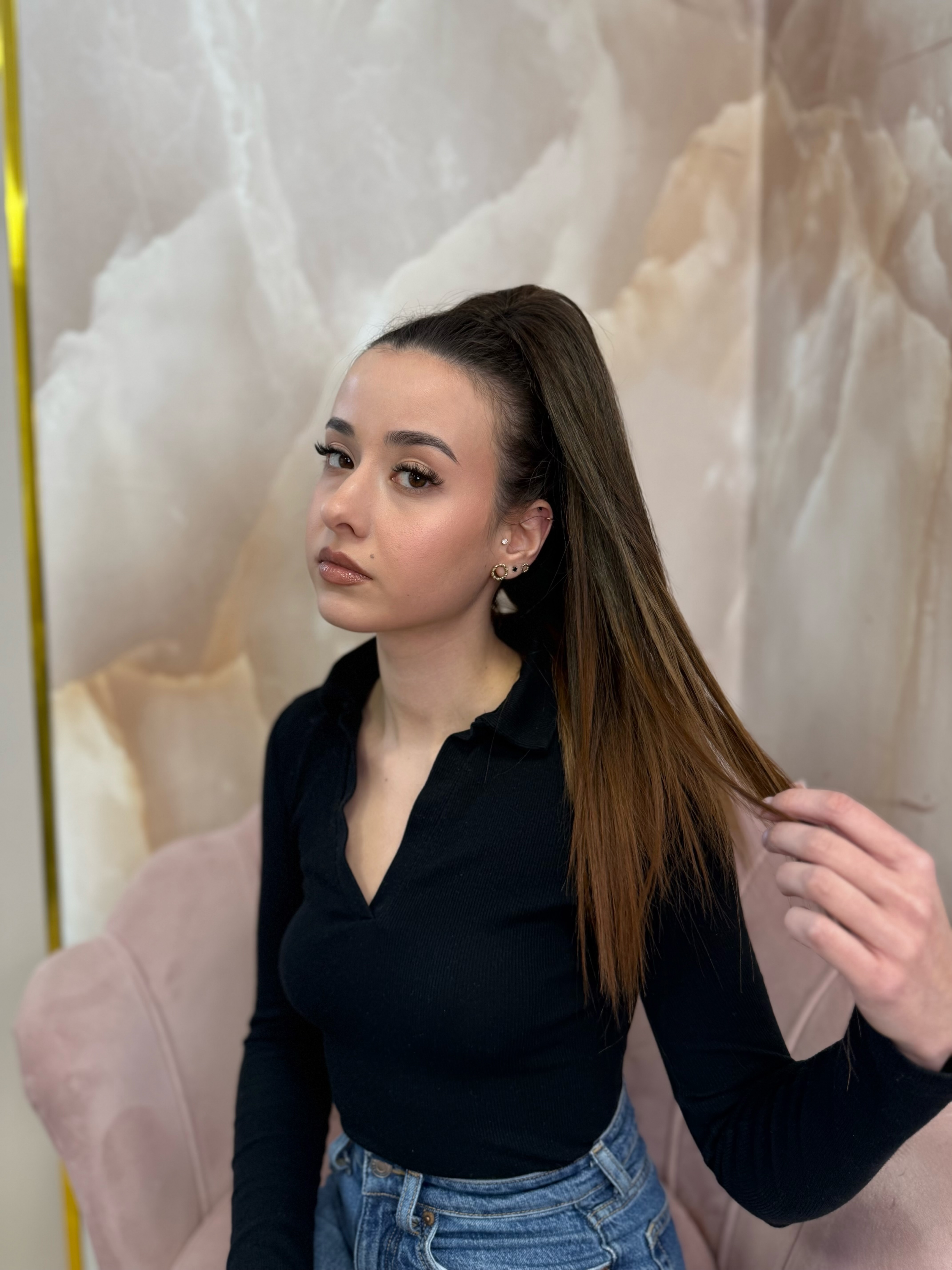 Kucyk Prosty Krótki Ciemny brąz Ombre