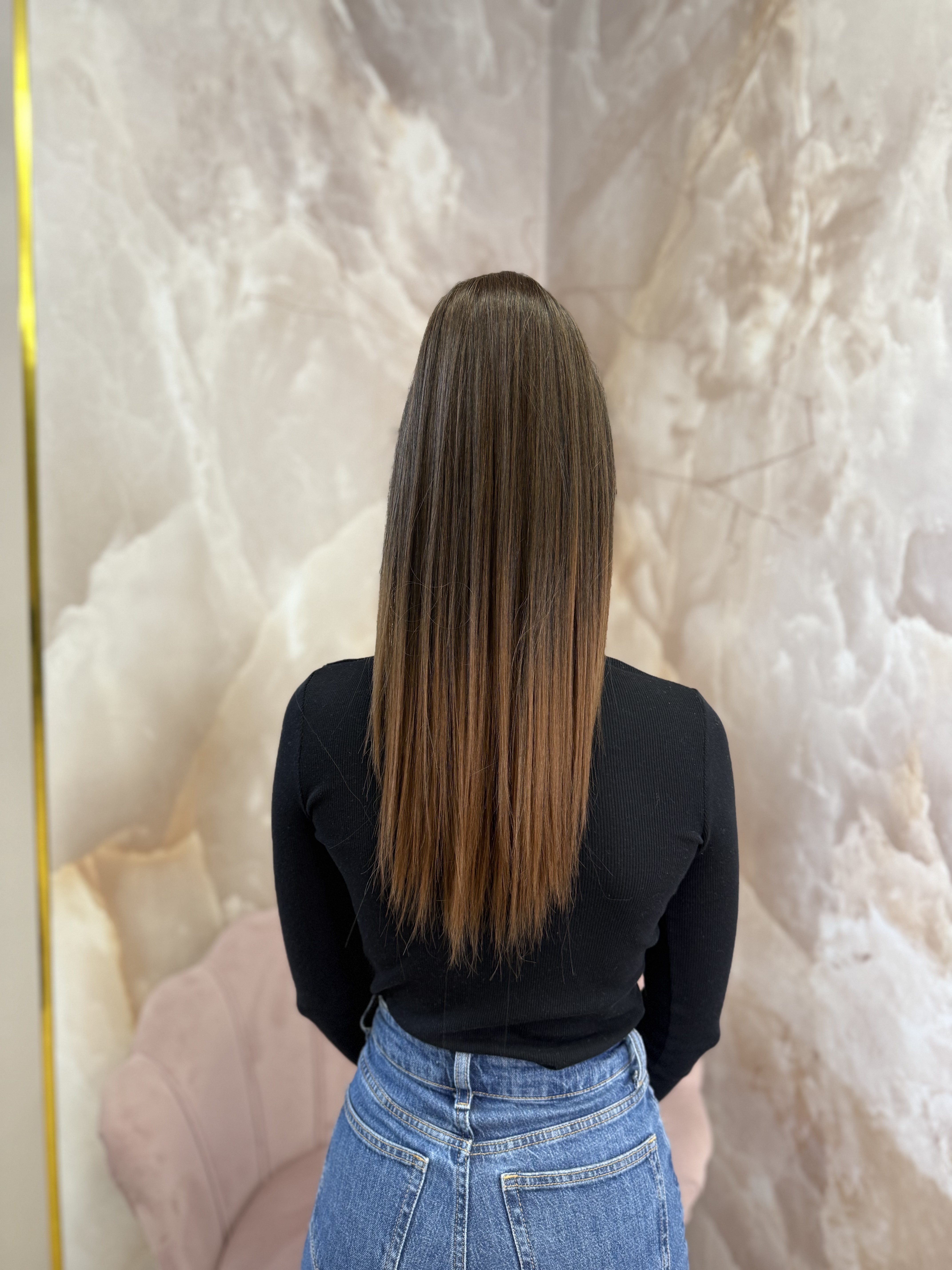 Kucyk Prosty Krótki Ciemny brąz Ombre