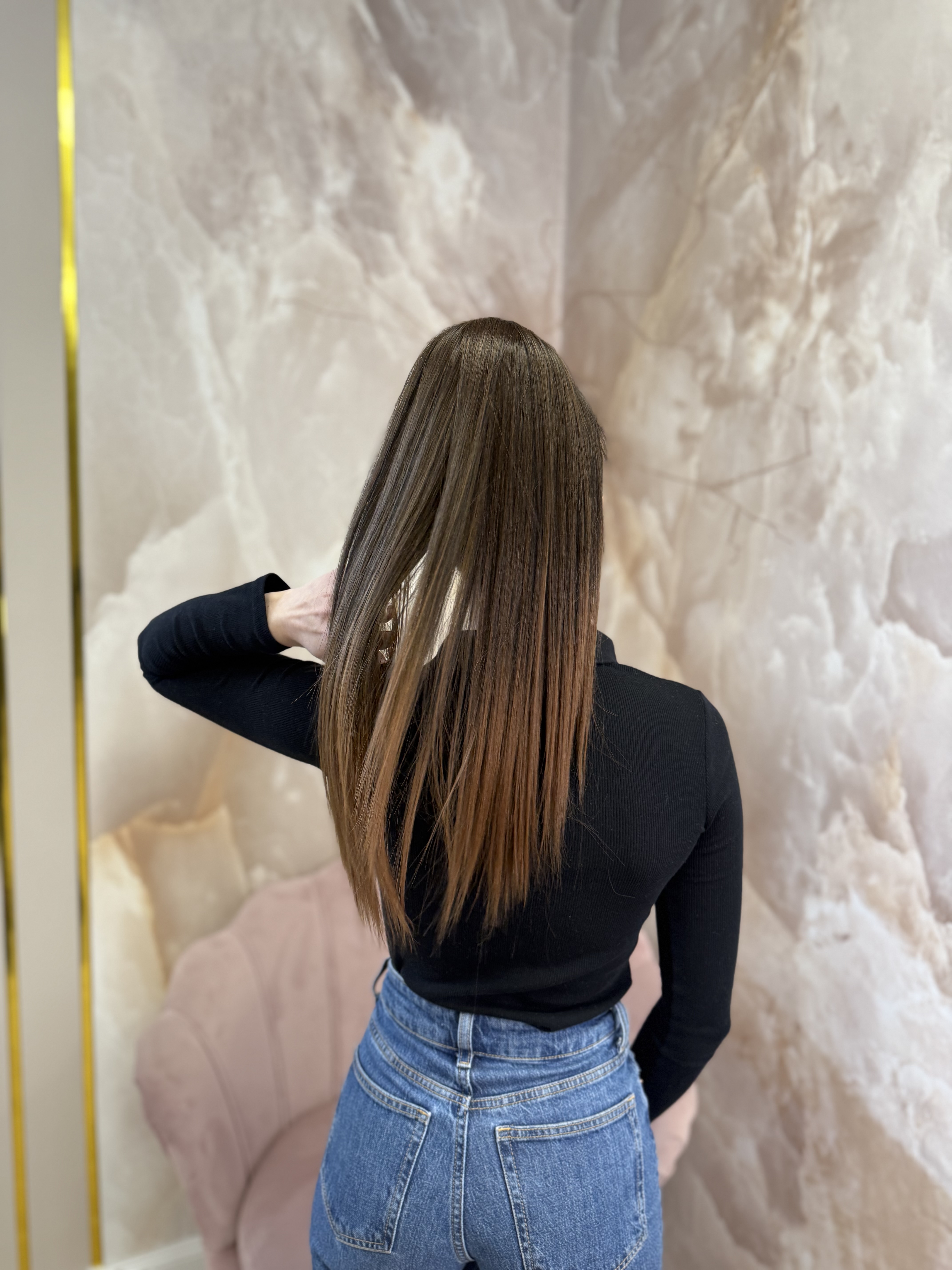 Kucyk Prosty Krótki Ciemny brąz Ombre