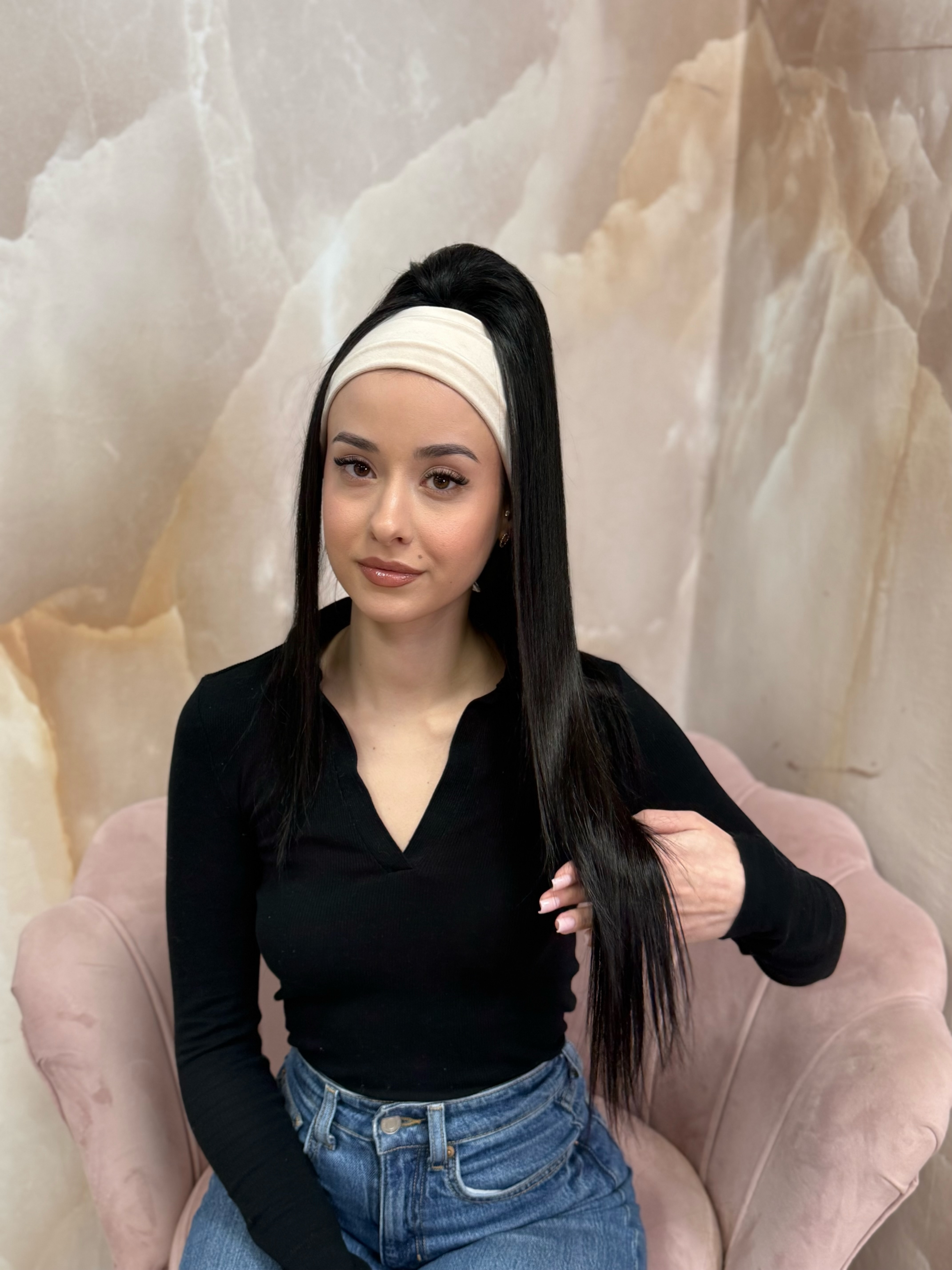 Kucyk Prosty Czarny długi