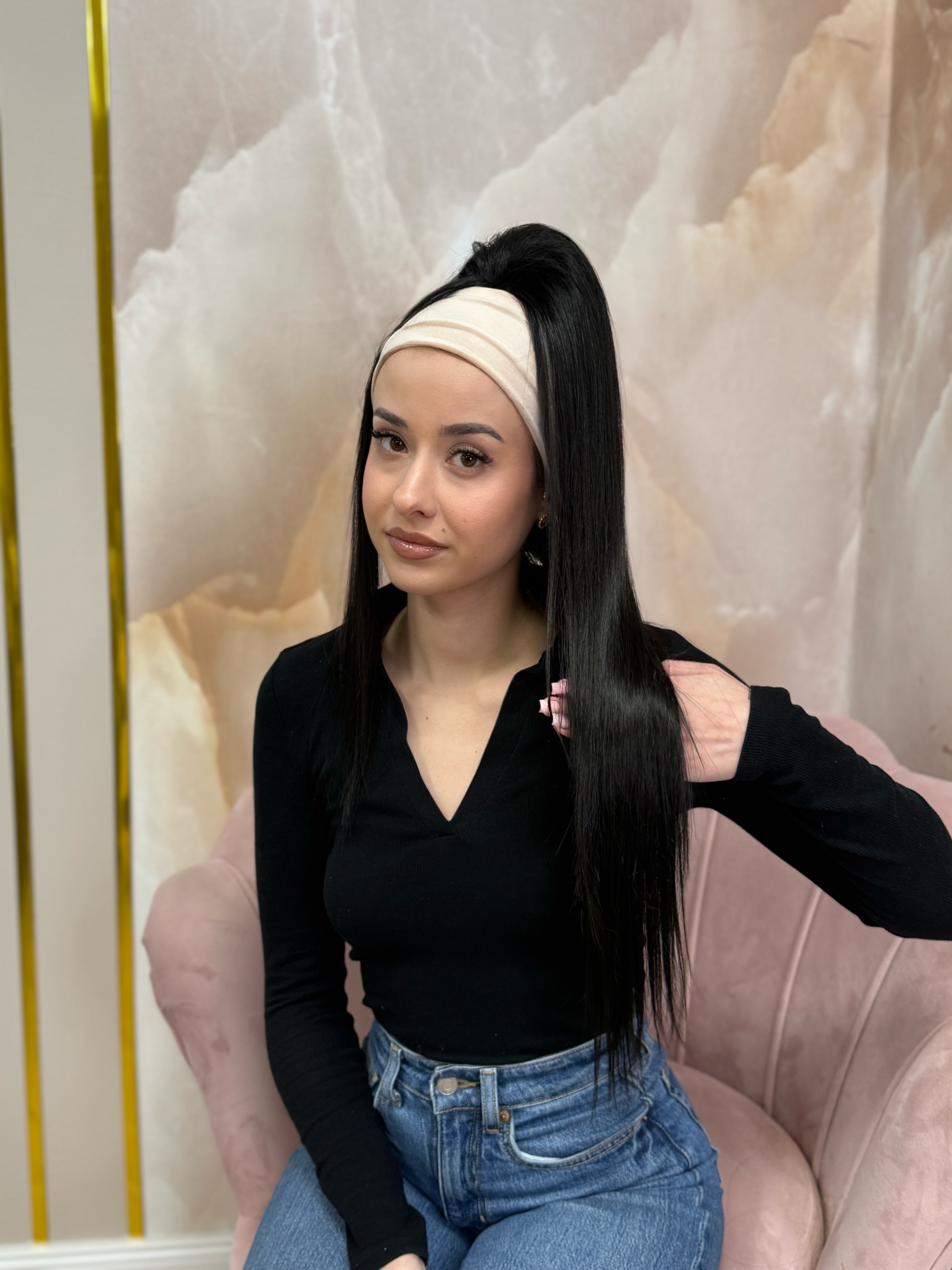 Kucyk Prosty Czarny długi