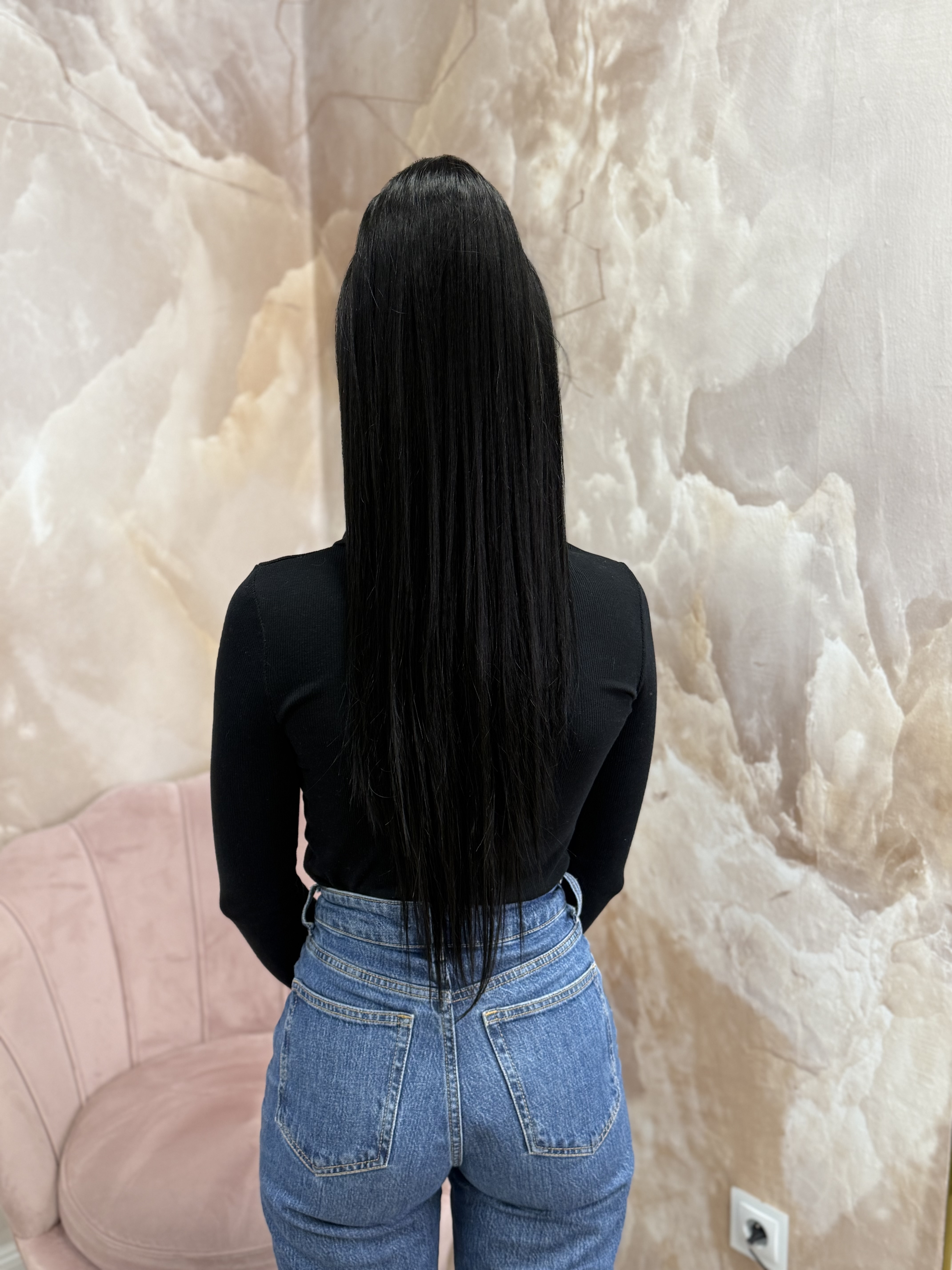 Kucyk Prosty Czarny długi