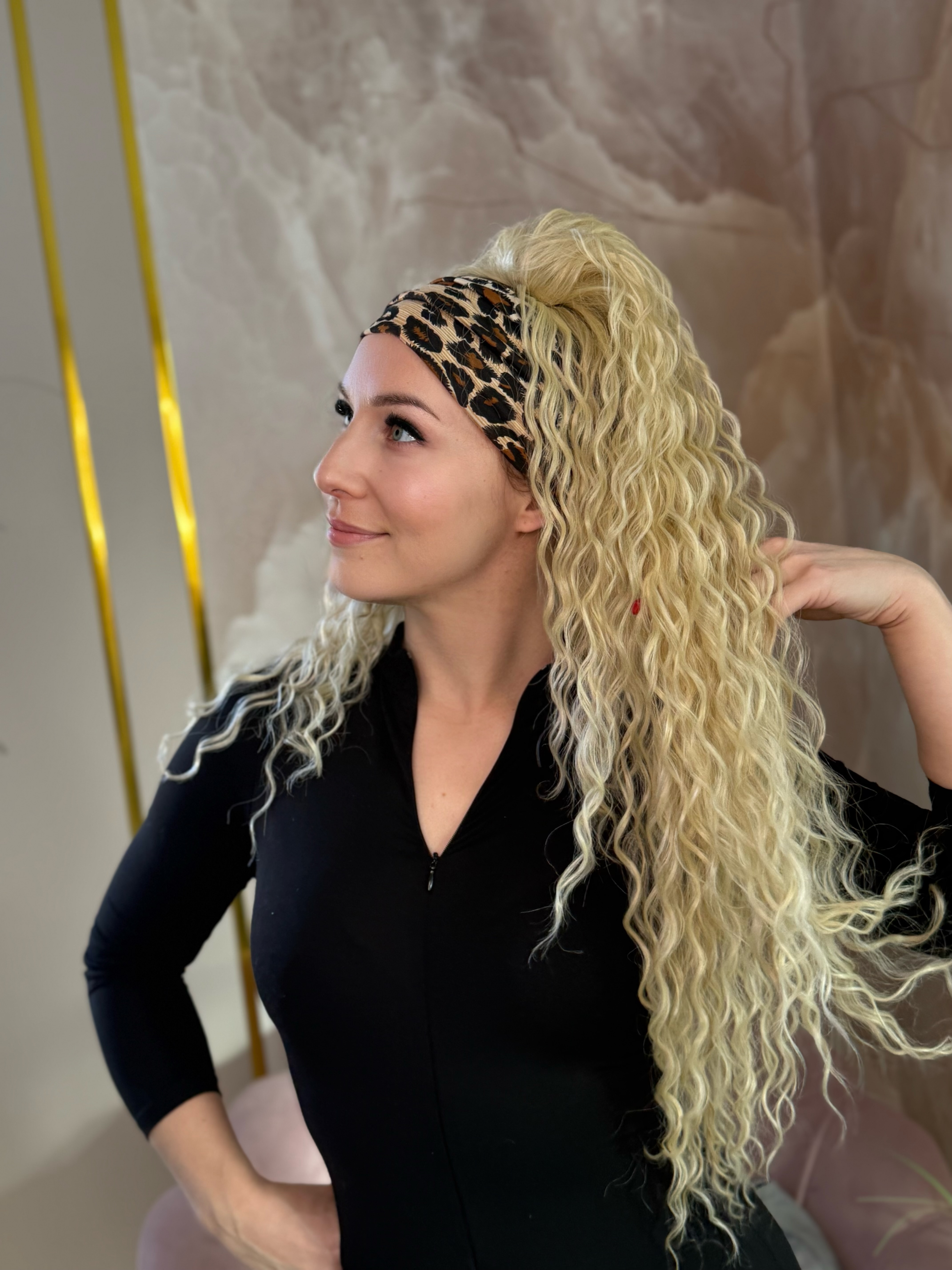 Kucyk Water Wave Długi Słoneczny Blond